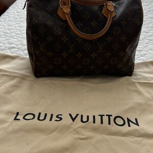 Louis Vuitton Brown Monogram Speedy 25 Satchel with Vachetta Trim w/COA
